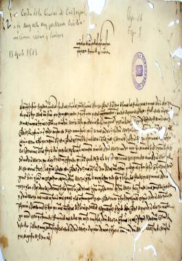 1503, Agosto, 13. El Concejo de Cartagena a Isabel la Catlica, agradeciendo la incorporacin a la Corona y el fin del seoro de los Fajardo y solicita la confirmacin de los privilegios de la ciudad.