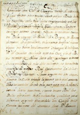 23 mayo 1753. Carta de Fernando VI dirigida al Gobernador de la Ciudad de Cartagena, ordenando se cumpla con toda exactitud el Concordato existente entre la Corte y Roma.