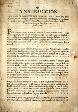 1749. Instrucciones del Ayuntamiento de Cartagena para los guardas de montes.