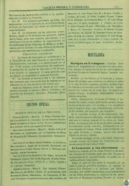 1899, mayo, 9. Información aparecida en La Gaceta Minera sobre huelgas en Cartagena.