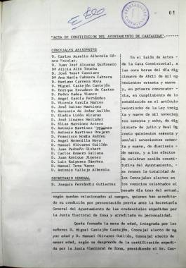 1979, Abril, 19. Acta de constitución del primer Ayuntamiento democrático.