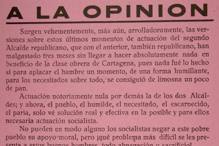 Panfleto con propaganda socialista (1931)
